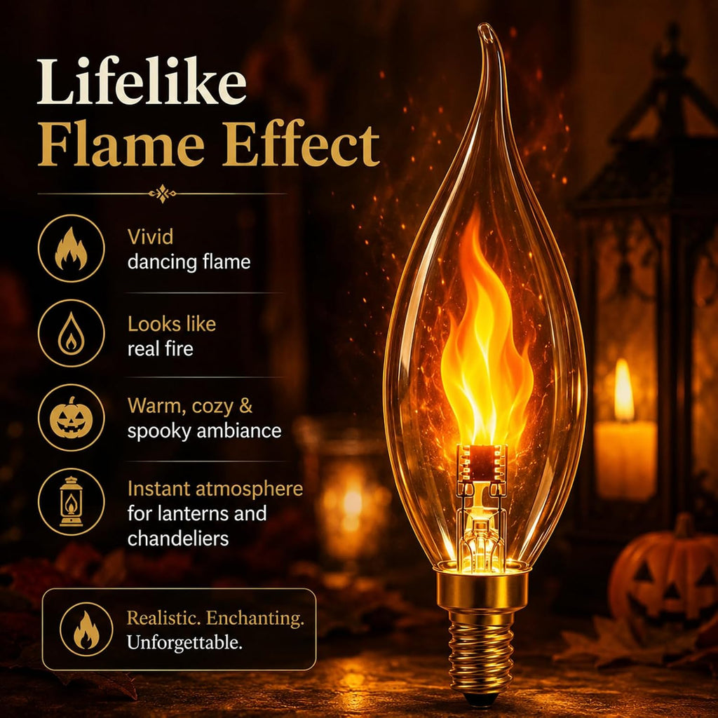 E12 Flickering Flame Bulb,6 Pcs Realistic Flickering LED Flame Light Bulds