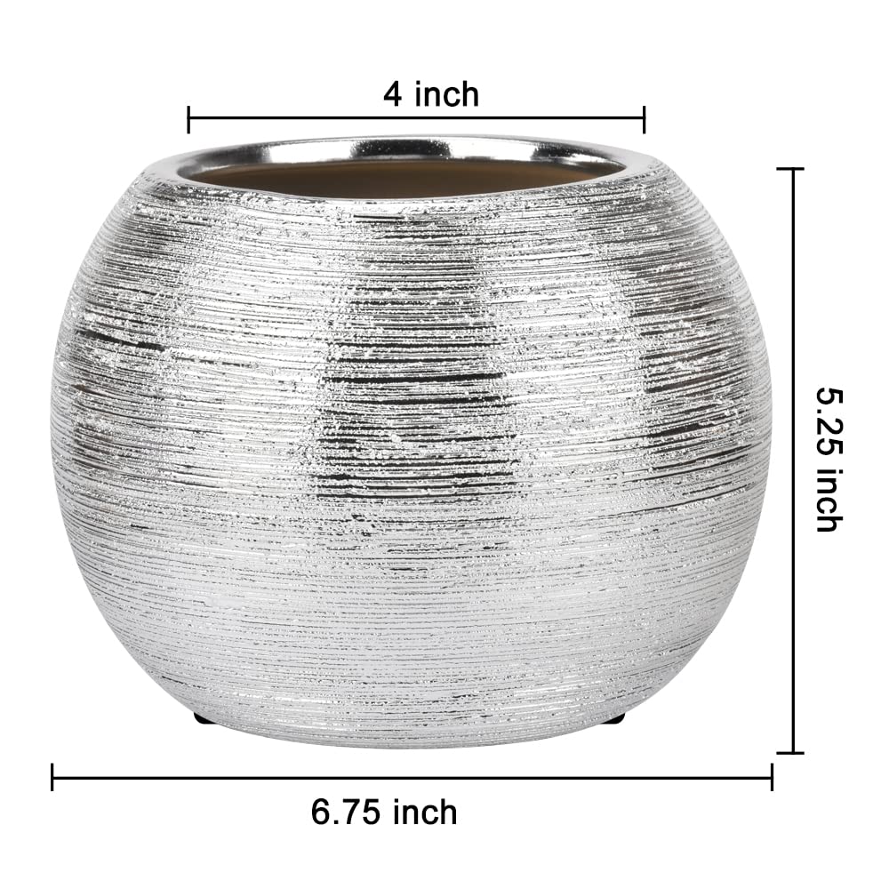 Planter Pot Indoor Decorative Centerpiece Round Flower Vase Metallic Ball Plants Pot Flower Planter Succulent Pots