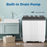 Portable Washing Machine, Twin Tub 20 Lbs Capacity with Drain Pump, Laundry Washer 12 Lbs and Spinner 8 Lbs with Timer