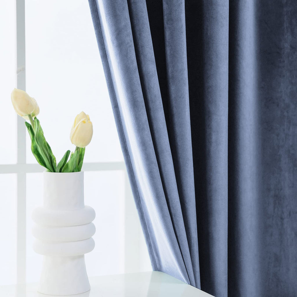 Velvet Curtains [2 Panels] Elegant Living Room Bedroom Window Drape Curtain, Grommet Eyelet Style (52" W x 63" L