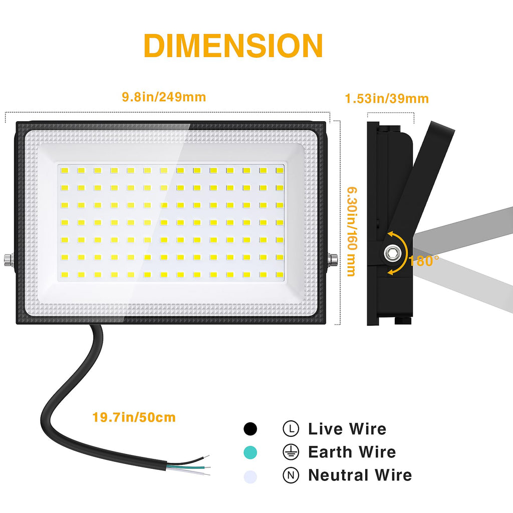 80W LED Flood Lights Outdoor, Super Bright Security Light, 6500K Daylight White, Outdoor Floodlight, IP66