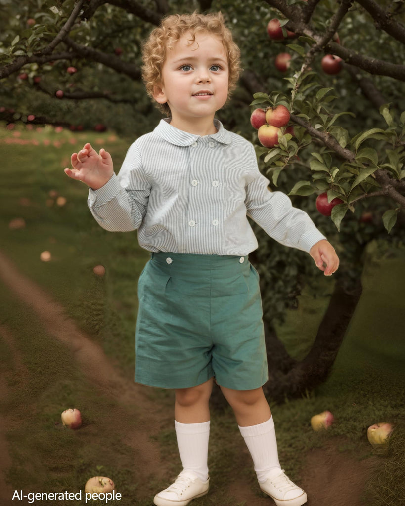 Toddler Baby Boys' Clothing Sets Vintage Fall Boy Clothes Long Sleeve Button Down Shirts Pants Set with Peter Pan