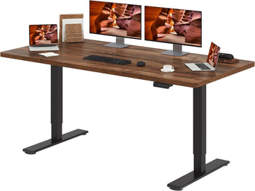 79''x31''Dual Motor Adjustable Large Standing Desk | Brown Extra Large Stand Up Electric Splice Board Desk with
