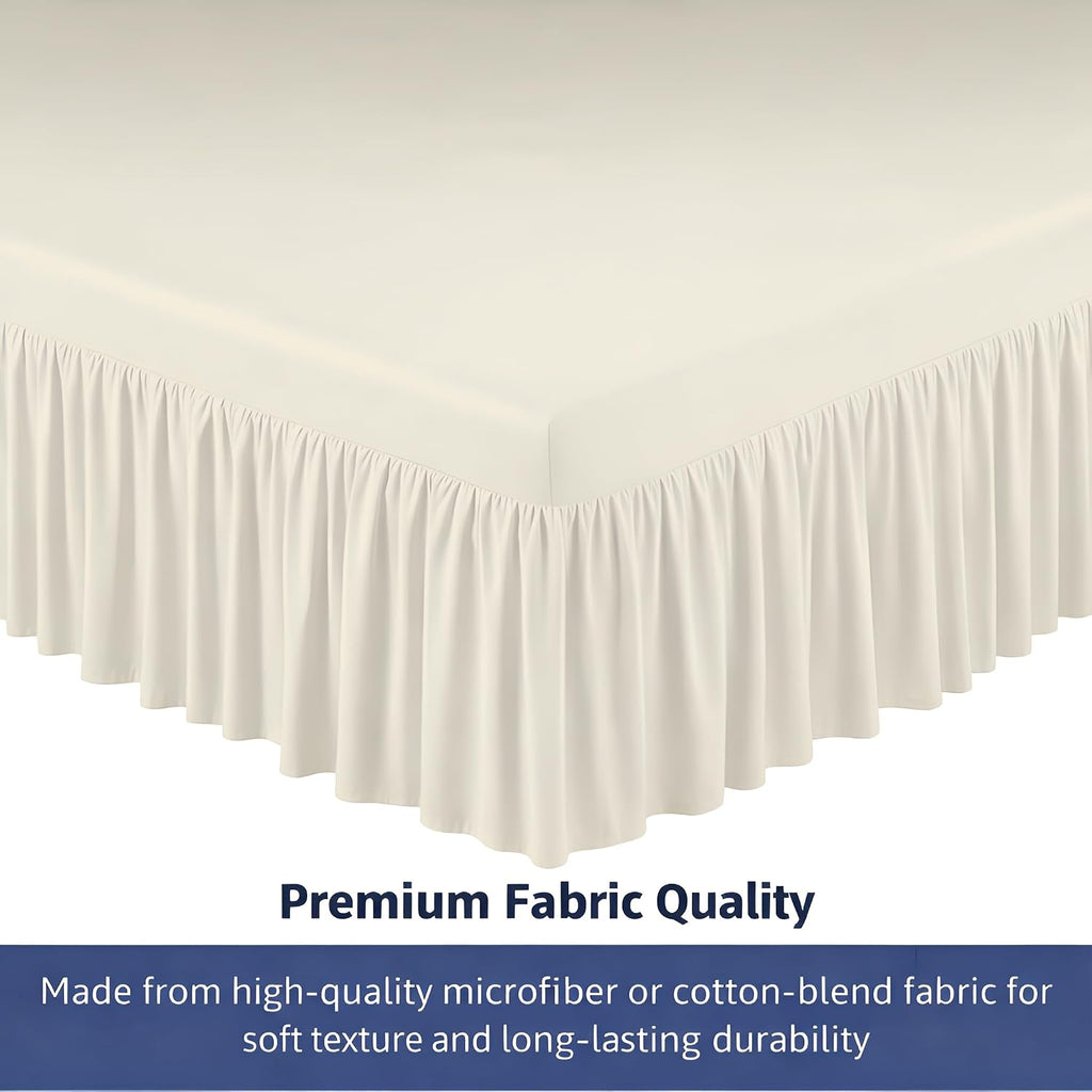 King Size Ruffled Bed Skirt - 24 inch Drop Dust Ruffle Bedskirt with Split Corners, Easy Fit Platform Design Bed