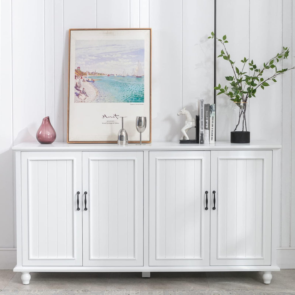 62'' Large Buffet Cabinet with Storage, White