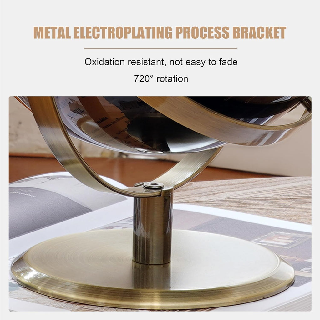 720° Rotation Light Luxury World Globe, Metal Stand, 10.6'' (L)