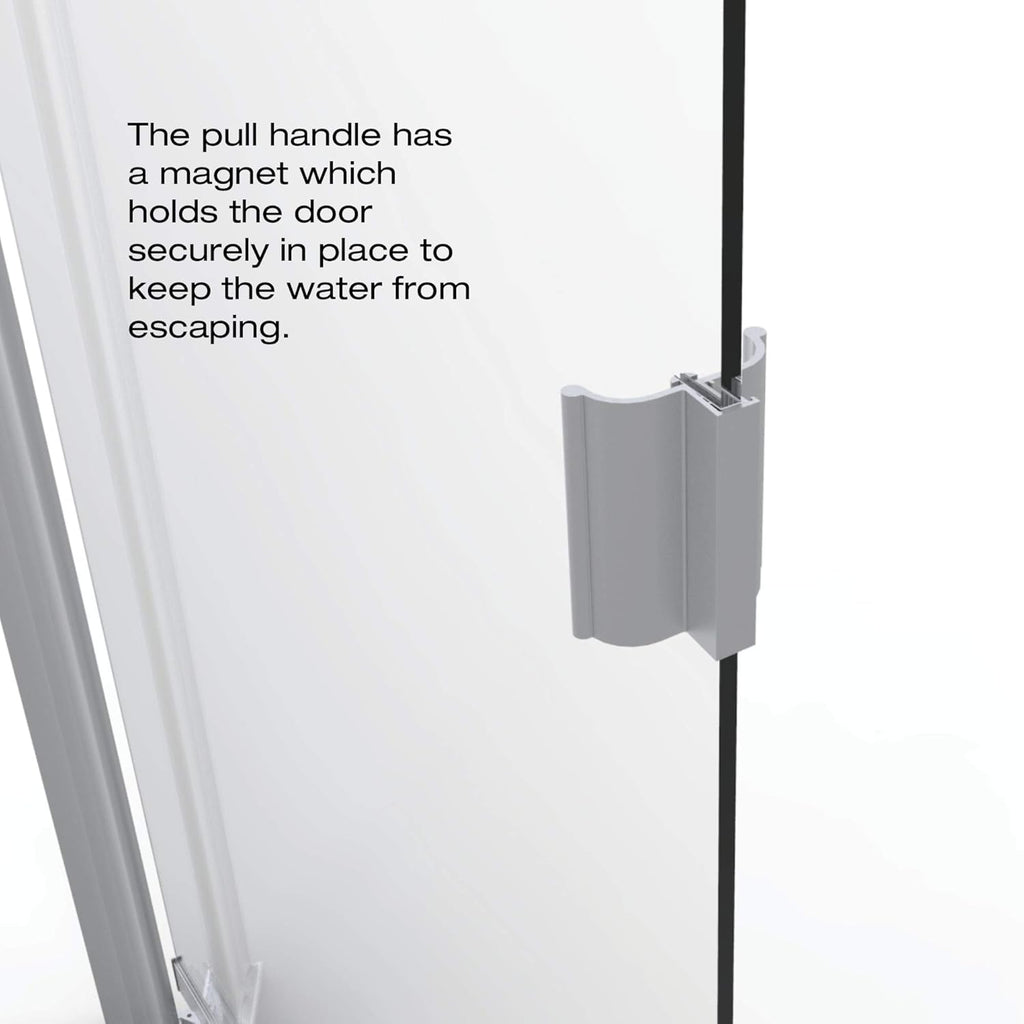 Armon 32.75 to 34.25 in. width, Semi-Frameless Pivot Shower Door, Clear Glass, Brushed Nickel Finish