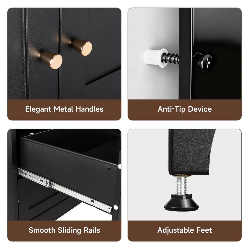 Metal Armoire Wardrobe Closet with Drawers, Clothing Storage Cabinet with Doors and Shelves, Coat Closet with Hanging