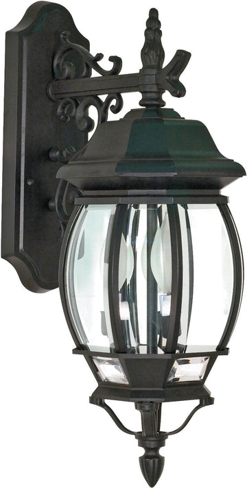 60/893 Traditional Three Light Outdoor Wall Mount from Central Park collection in Black finish