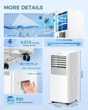 8000 BTU Portable Air Conditioner, 5-in-1 Cools 350 Sq.Ft, Quiet AC Unit with Fan & Dehumidifier, LED Display, Remote