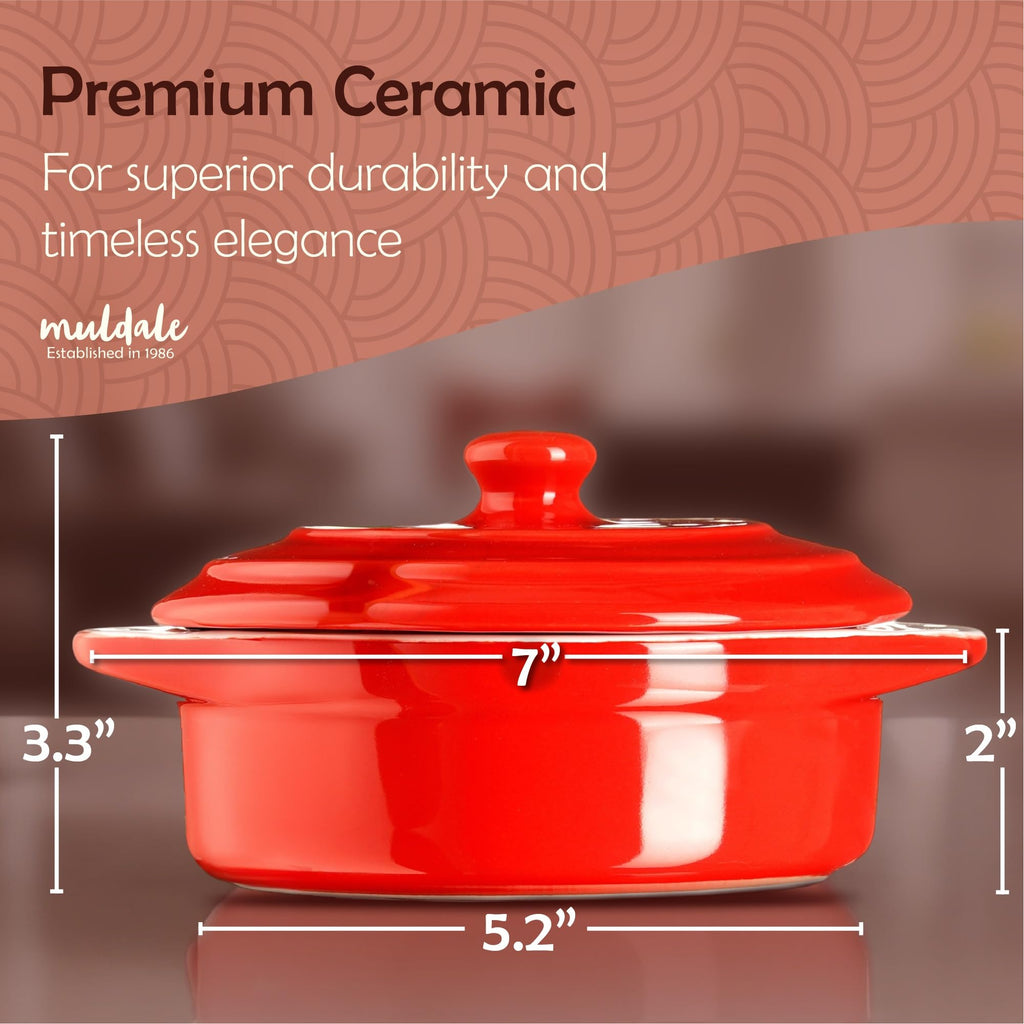 Brie Baker with Lid and Spreader - Camembert Baker Crock in Red
