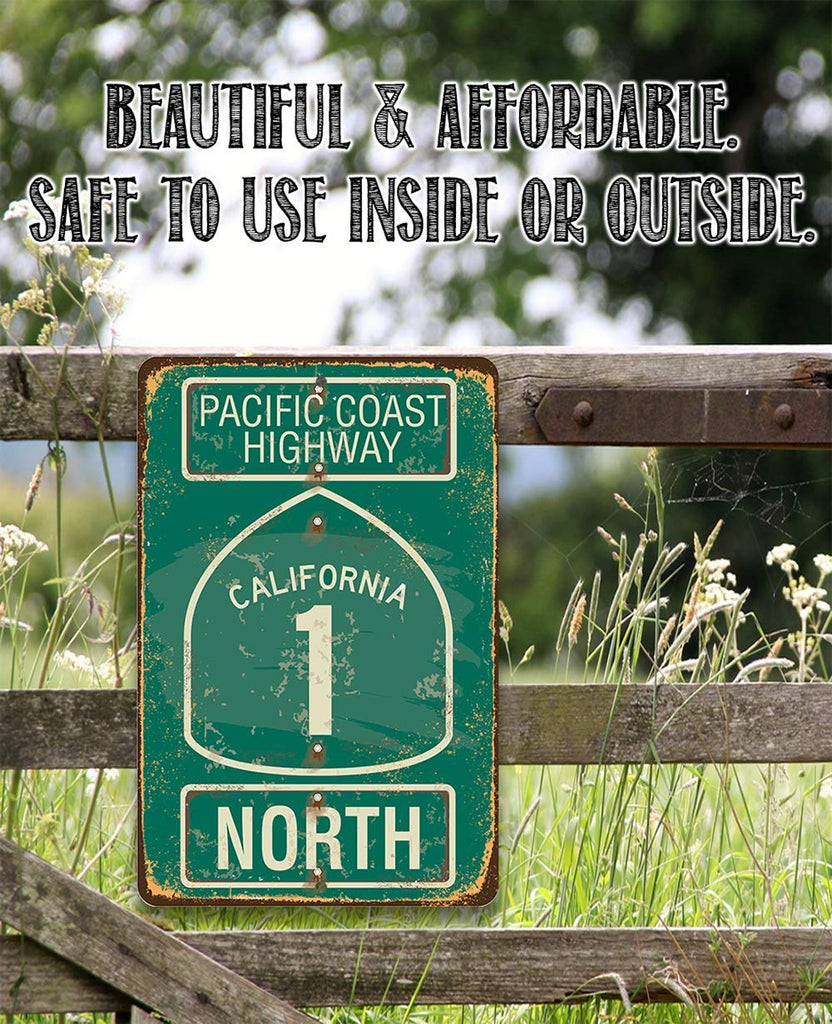 Pacific Coast Highway North Sign - Vintage California Beach Signage, Great Room and Beach Decoration, Nautical Rustic