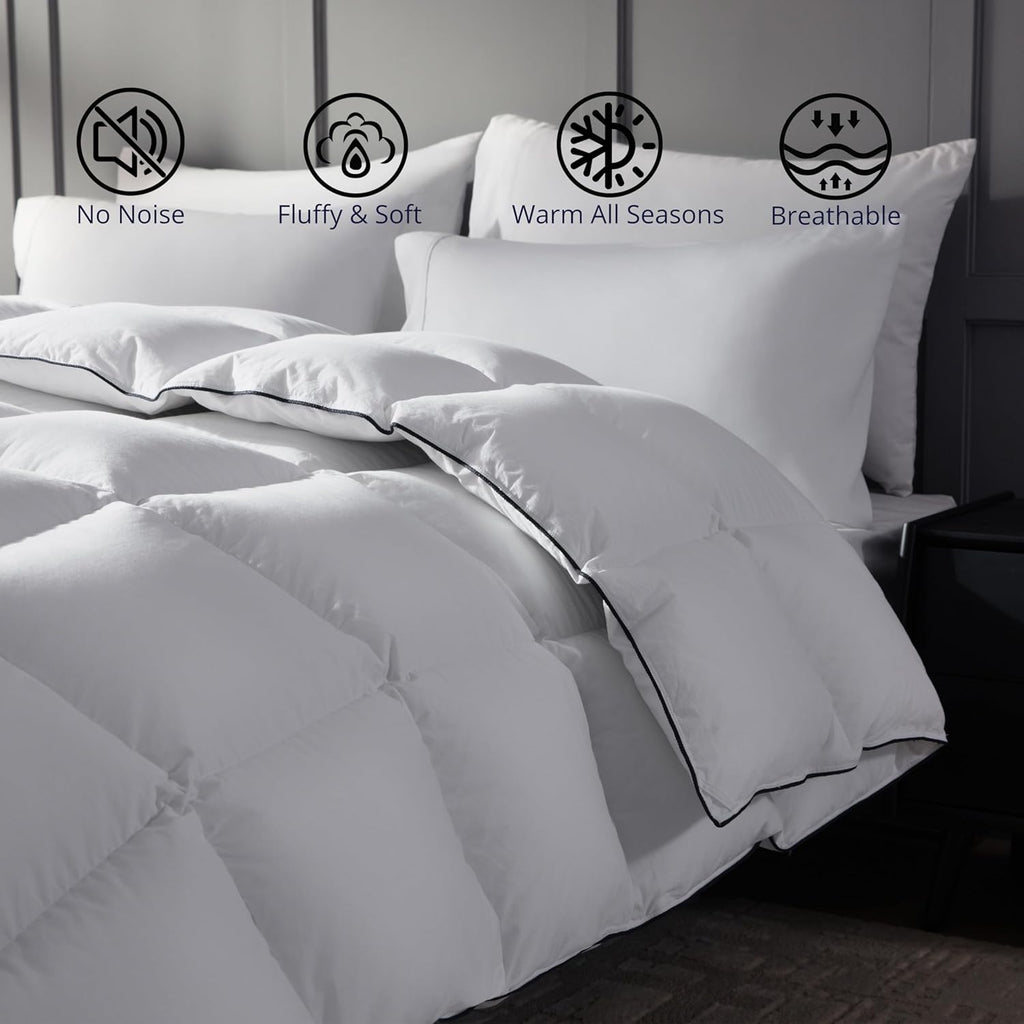 Goose Feather Down Comforter Twin - 100% Cotton Ultra Fluffy Duvet Insert Twin, 1200TC, 850+FP