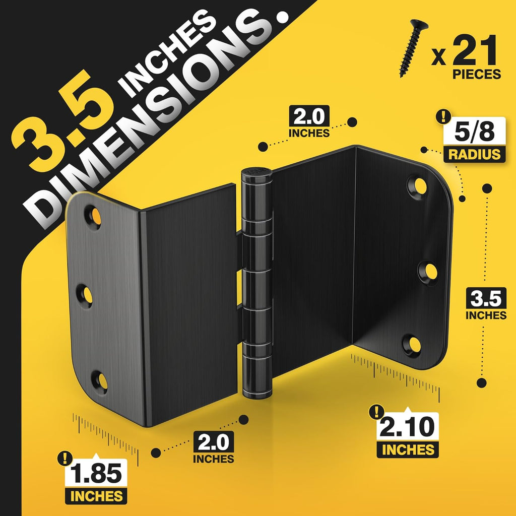 Offset Hinges, 3.5 Inches Swing Door Hinges, 5/8" Radius Corner Ball Bearing Door Hinges, 2 Inches Widen Doorway