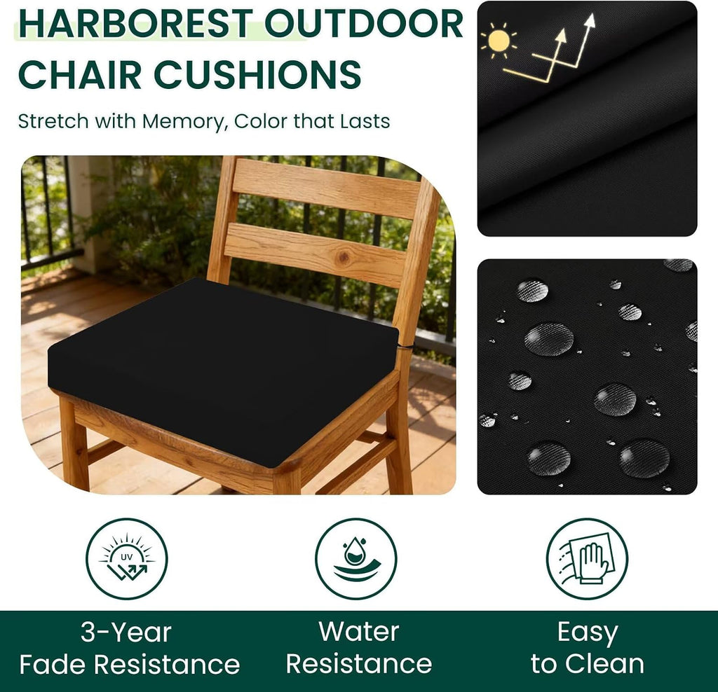 Outdoor Chair Cushions Set of 4, Water Resistant Patio Chair Cushions with Ties, Square Corner Outdoor Seat Cushions