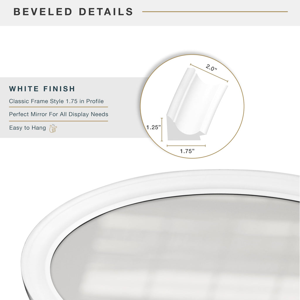 Wall Mirror, 21x31, Classic White Oval