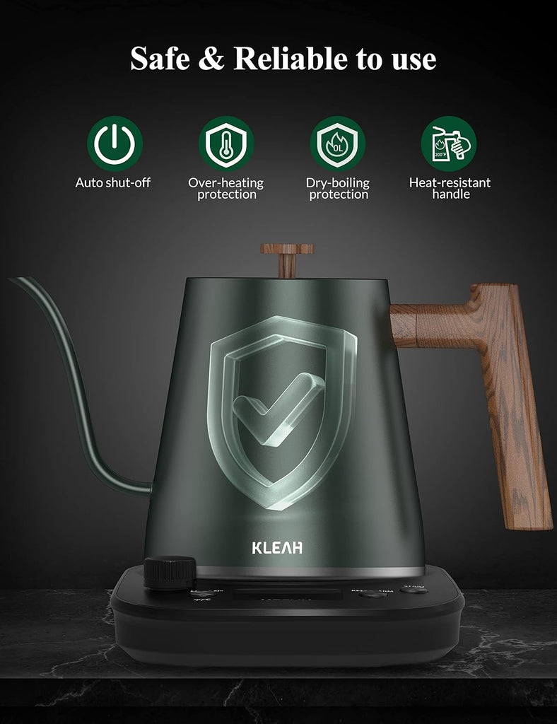 Gooseneck Electric Kettle with Temperature Control - 0.8L Automatic Shut Off Tea & Coffee Kettle, Hot Water Boiler