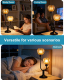 Mid Century Modern Glass Table Lamp Black Dimmable Desk Lamps with Brown Glass Shades 2 Bulbs Included 3000K Warmwhite