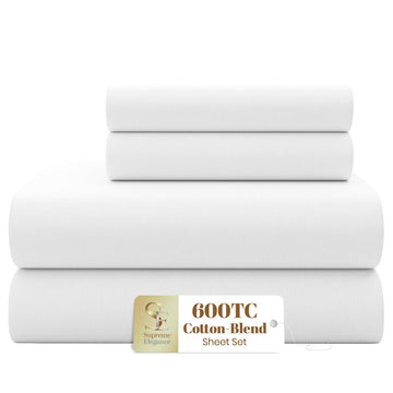 600 Thread Count Sateen Queen Size Sheet Set, Arctic White