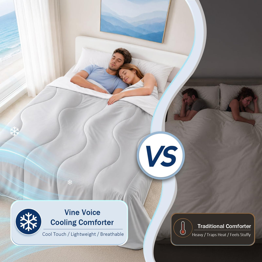 Cooling Comforter for Hot Sleepers, Queen 90x90, Blue-Gray