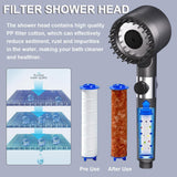 Filtered Shower Head with Handheld,ion High Pressure 4 Spray Mode Showerhead with Filters,Water Softener Filters Beads