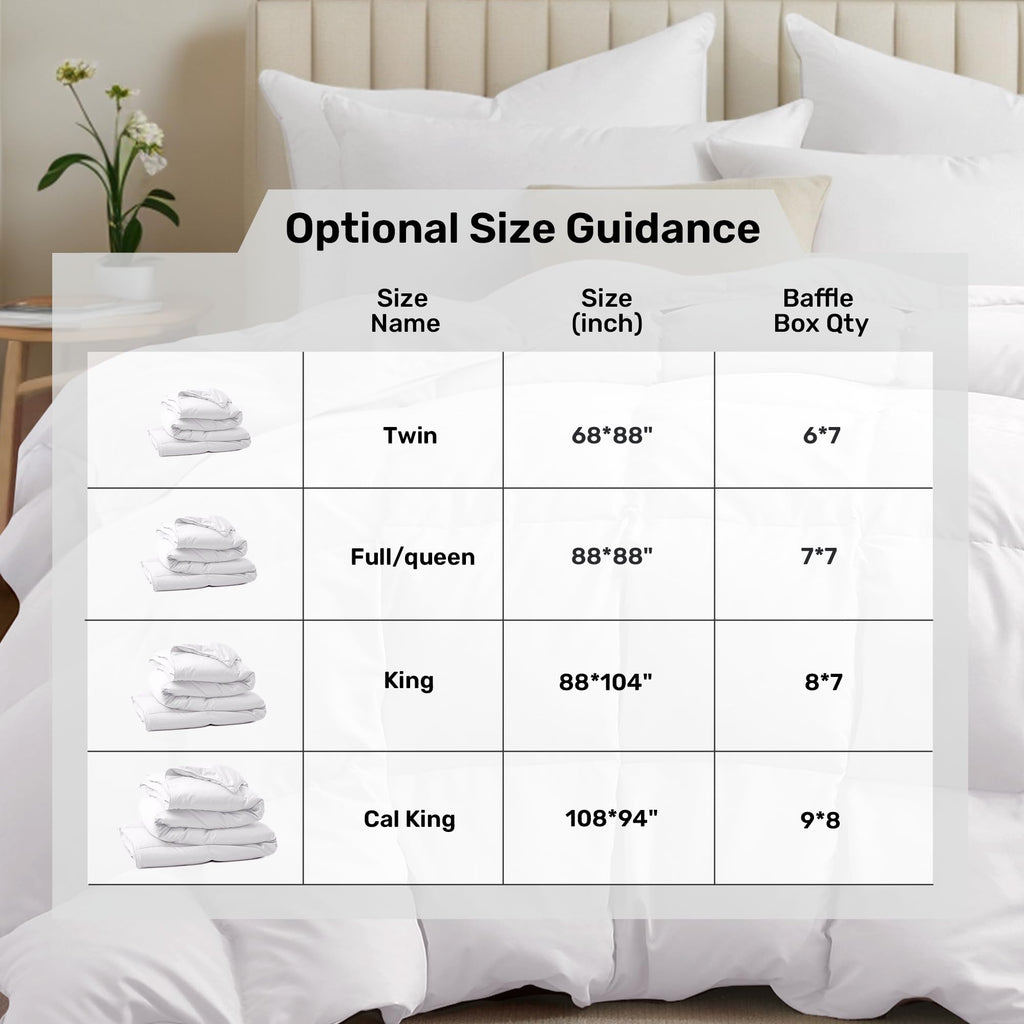 King Size Goose Feather Down Fiber Comforter White Duvet Insert