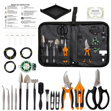 Bonsai Tools Set, 26 Pcs Garden Tools Set for Beginner, Includes Bonsai Wire Kit, Pruning Shears, Plant Mat, Bonsai