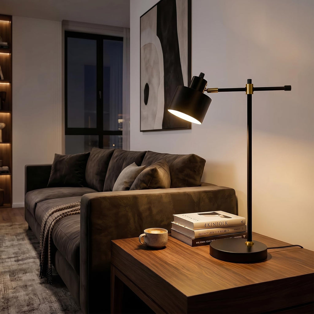 22.2" Modern Desk Lamp, Metal Table Lamp with LED Bulb, Adjustable Reading Lamps, Mid Century Task Lamp, Industrial