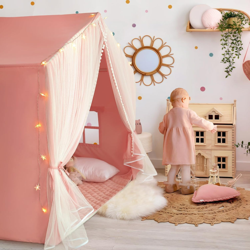 Kids Tent with Mat, Kids Play Tents Indoor, Princess Tent for Girl, Pink