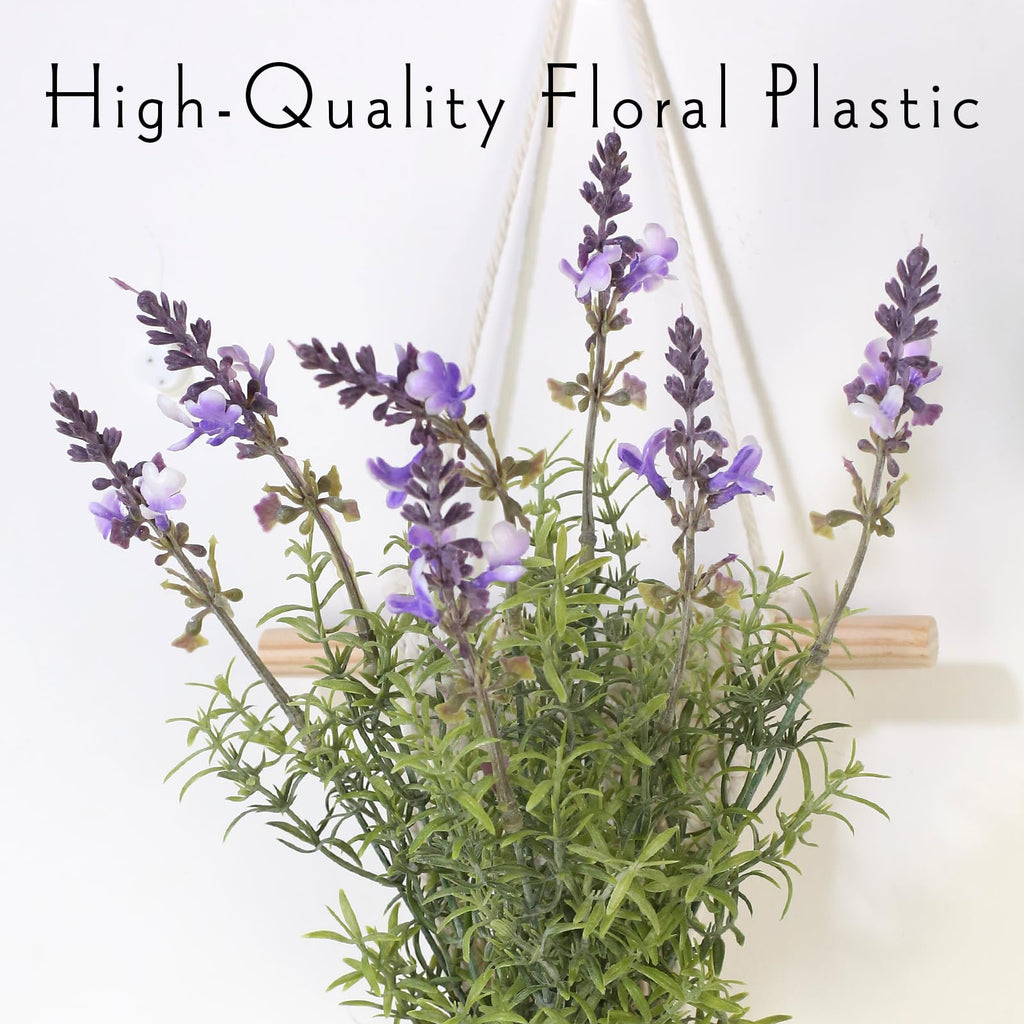 Macrame Wall Hanging Plant with Artificial Lavender, Boho Indoor Wall Decor, 2 Pack