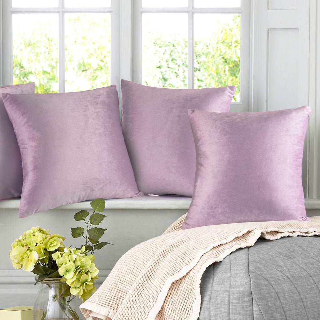 Throw Pillow Covers, Cozy Velvet Decorative Outdoor Pillow Covers 16 x 16 Inches, Soft Solid Cushion Covers for Sofa