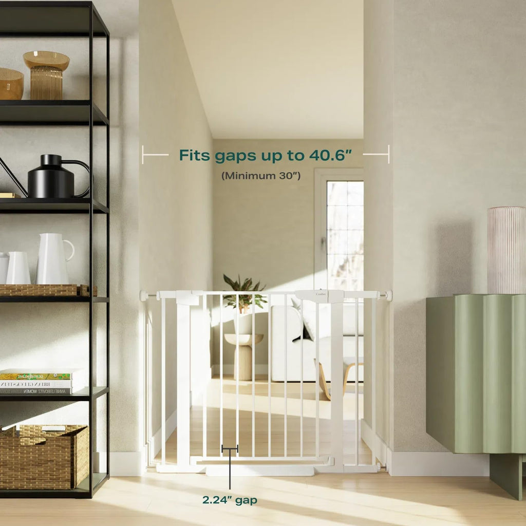 30-40.6 in Baby Gate for Stairs and Doorways, Dog Gate Indoor White