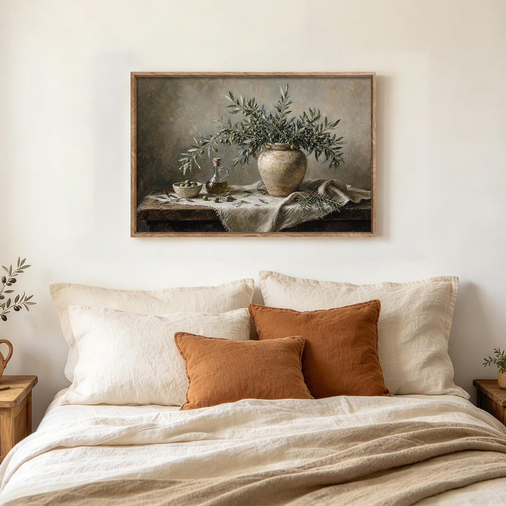 Vintage Olive Branch Still Life Plants Wall Art Canvas
