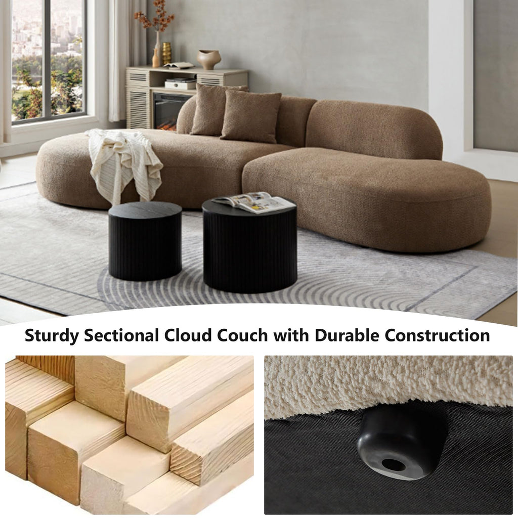 135"Cloud Sofas, Modern Curved Modular Sofa, Boucle Sectional Couches, Oversized Armless Lounge Sofa, Cozy Teddy