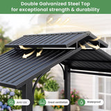 8’x5’ Grill Gazebo, Outdoor BBQ Hardtop Gazebo with Galvanized Steel Double Roof