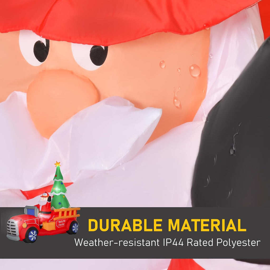 7.5ft Christmas Inflatable Santa Claus Driving Fire Truck with Tree