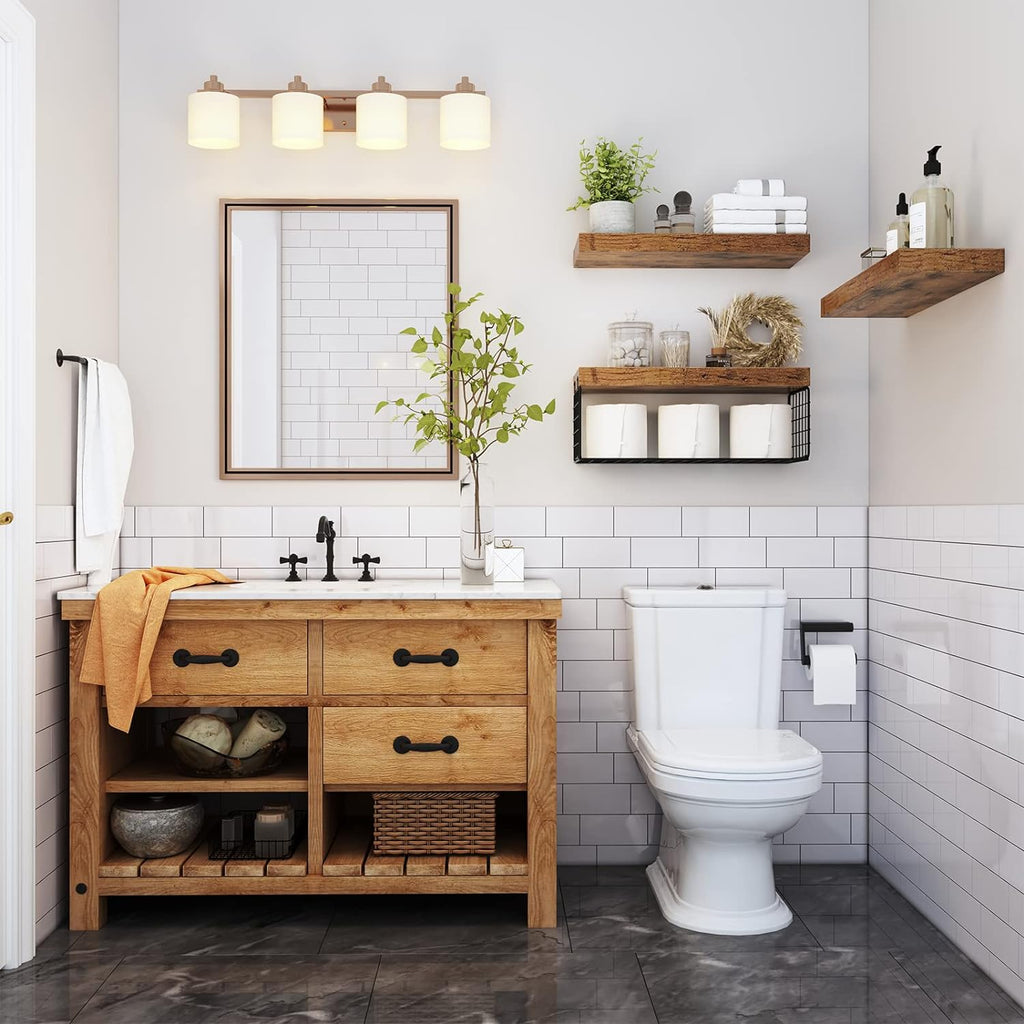 Bathroom Shelves Over Toilet - Wall Mounted Floating Shelves Toilet Paper Storage Small Farmhouse Decor Shelf 16 inch