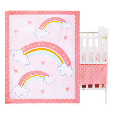 3 Pieces Baby Bedding Set for Boy Girls, Baby Bedding Set for Newborn, Infant & Toddler - Rainbow