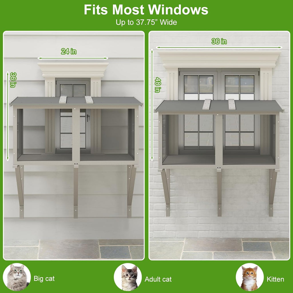 Window Catio Outdoor Cat Enclosure, Compact Cat Window Box for Indoor Cats