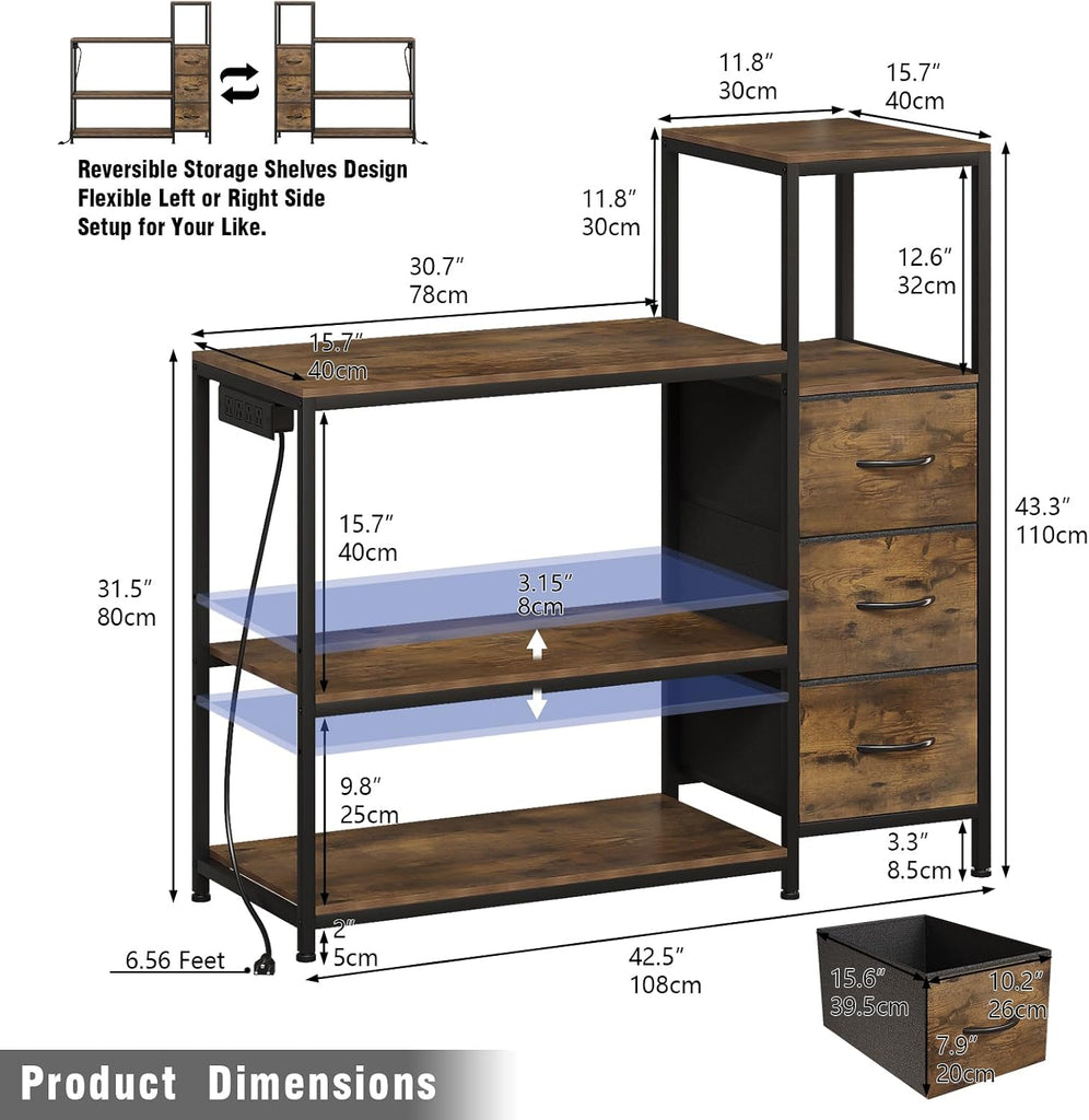 20-29 Gallon Aquarium Stand with Drawers & Power Outlet, Brown