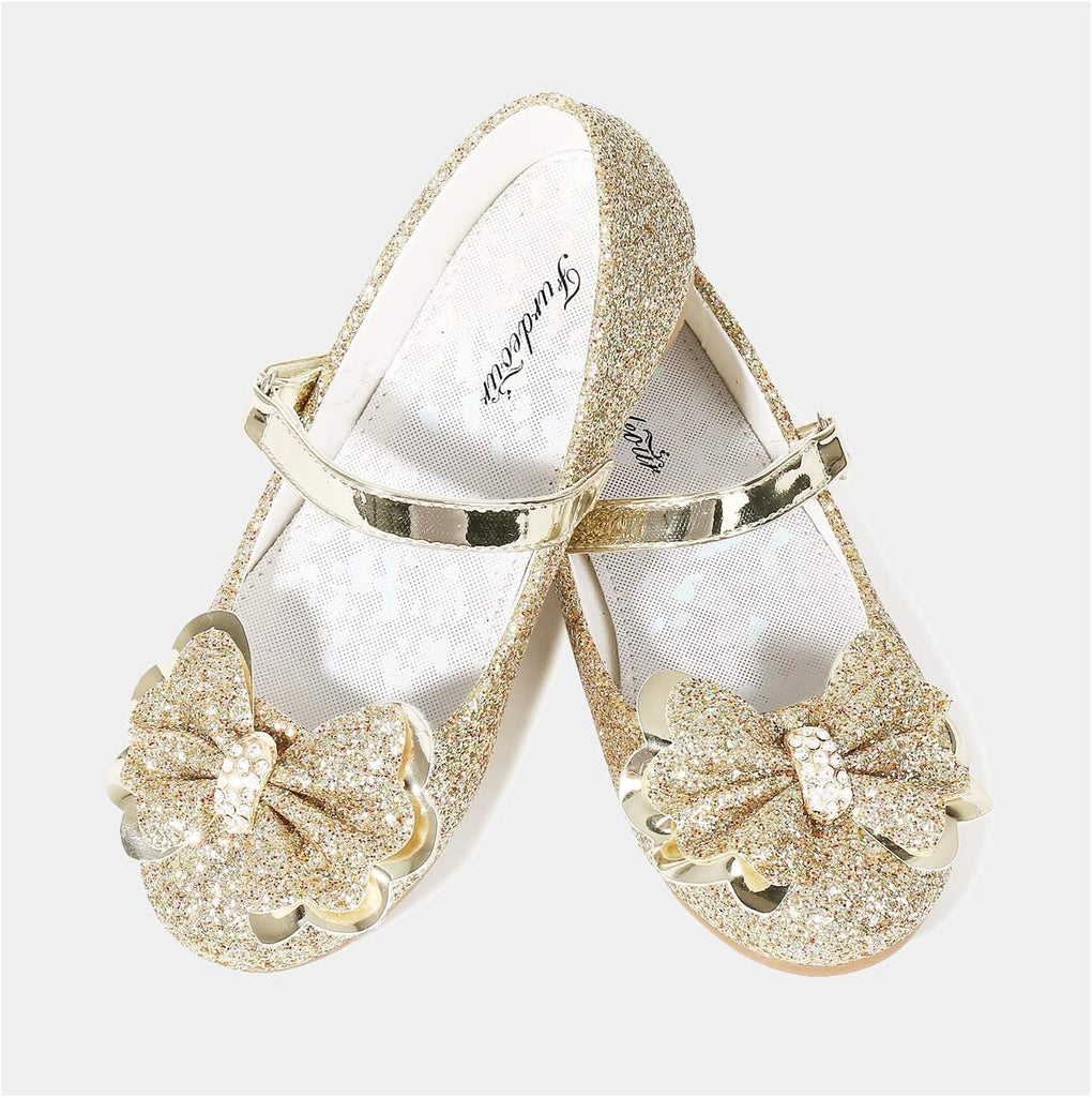 Girls Dress Shoes Princess Flats Glitter Flower Girl Toddler Kids