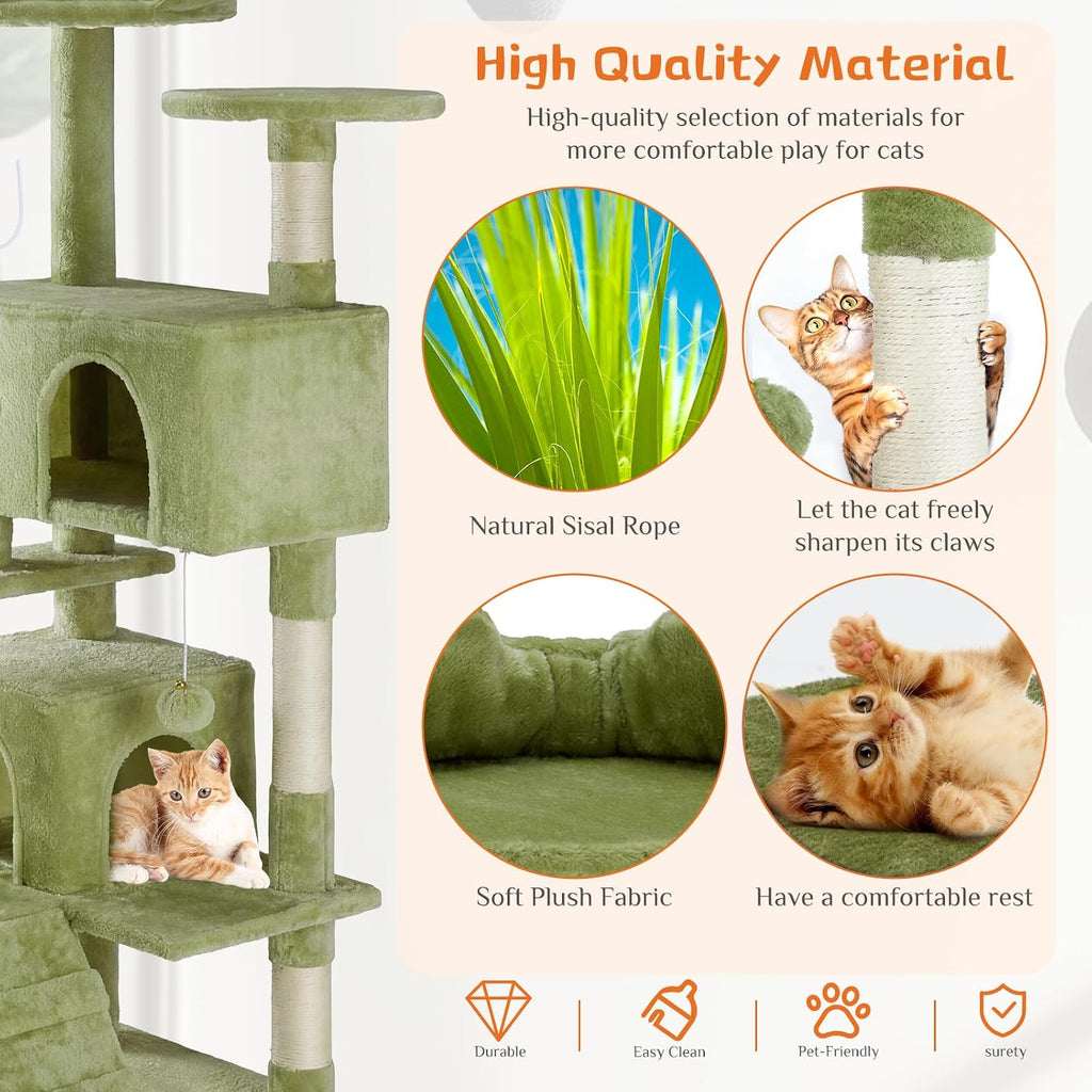 54-inch Cat Tree Tower with Scratching Posts, Indoor Use