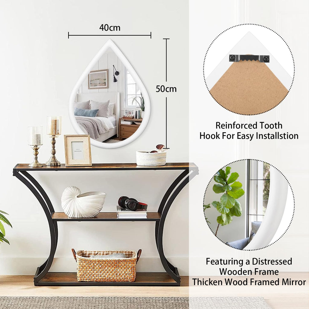 White Wall Mirrors Decorative Wood Framed Irregular Bathroom Vanity Mirror Unique Artistic Mirrors Living Room