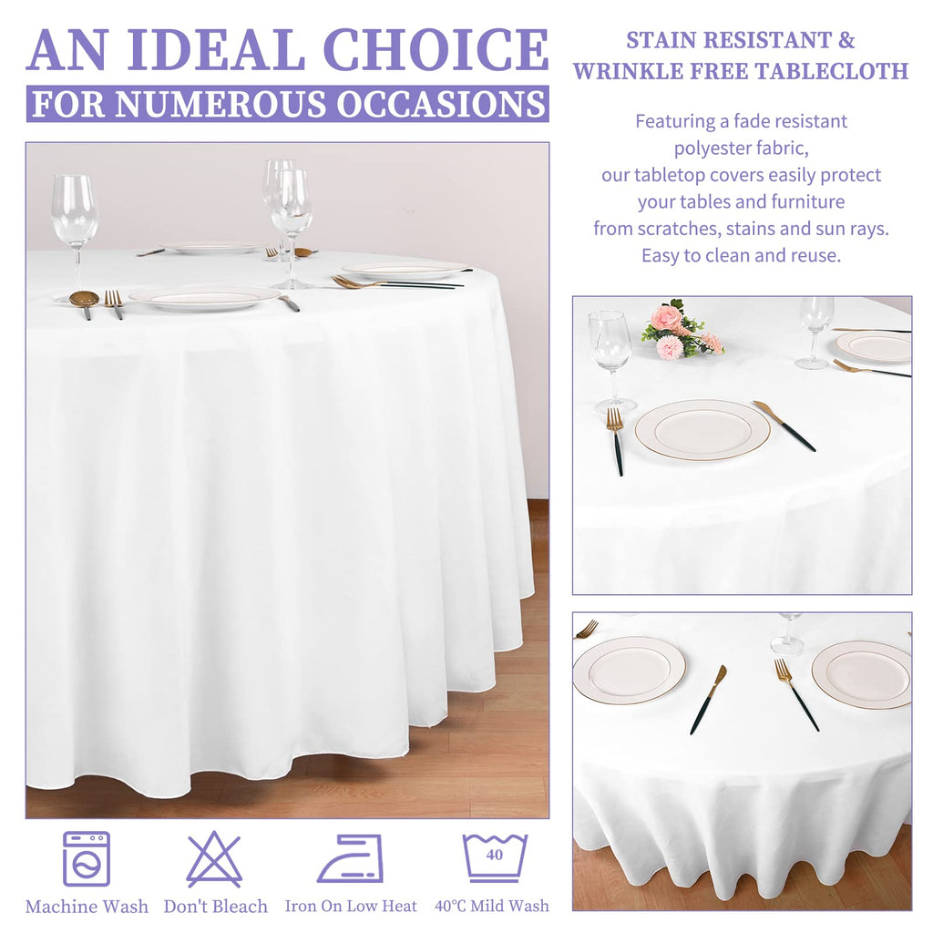10 Pack White Round Tablecloth 90 Inch