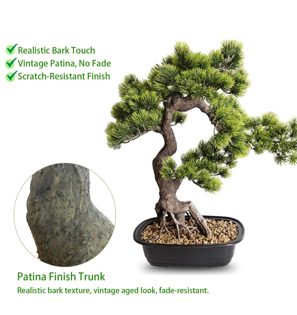 Artificial Bonsai Plant, Large Faux Juniper Plants 20 inch, Faux Potted Pine Plants Indoor Decor Desk Home Table