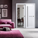 Slab Barn Door Panel Frosted Glass | Veregio 7288 White Silk | Sturdy Finished Doors | Pocket Closet
