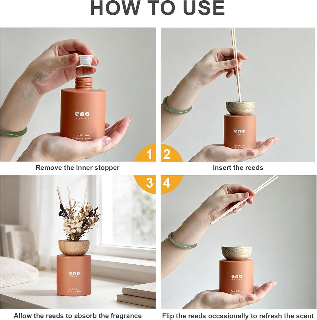 Reed Diffuser Set with Dried Flowers, 5.1 fl oz / 150ml, Mango Papaya Salad - Home Fragrance Diffuser with Sticks