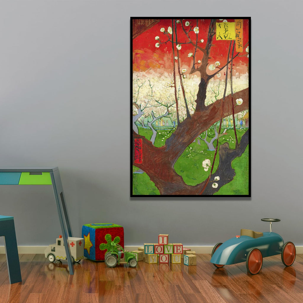 Vincent Van Gogh Canvas Wall Art-Blooming Plum Tree Poster Nature Landscape Oil Painting- Vintage Classical Art