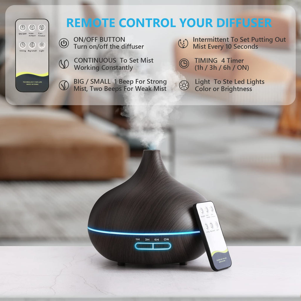 Diffusers for Essential Oils Large Room, 550ml Essential Oil Diffusers with Remote Control, Ultrasonic Oil Diffuser