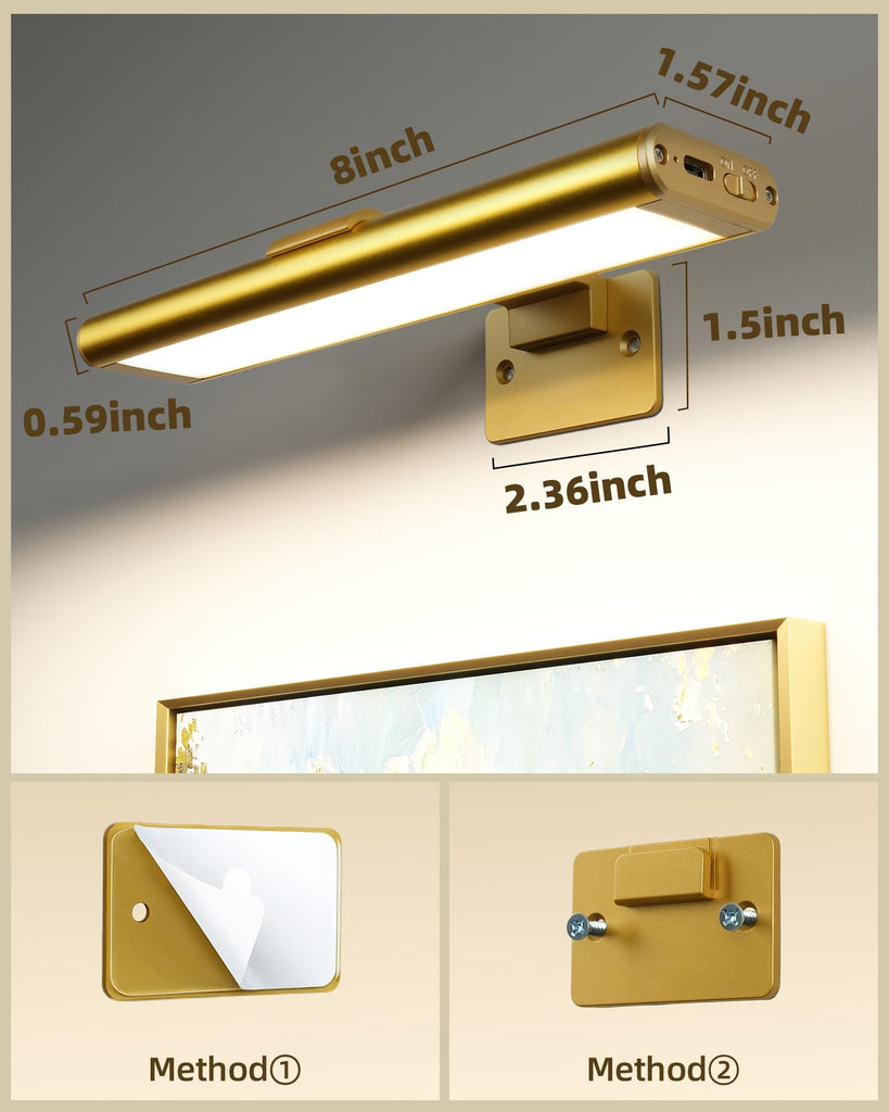 Picture Light for Wall, Rechargeable Stick on with Remote(3P)